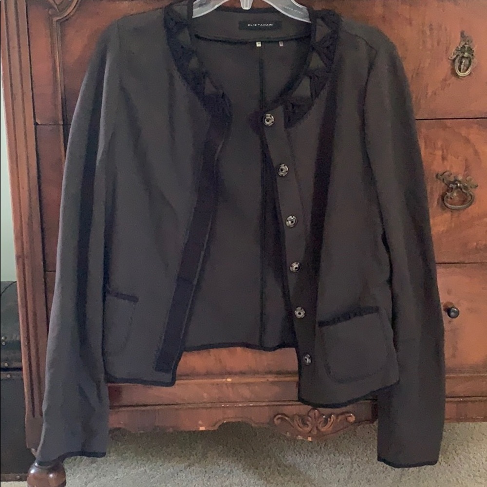 NWOT Elie Tahari Brown Button Blazer Jacket M